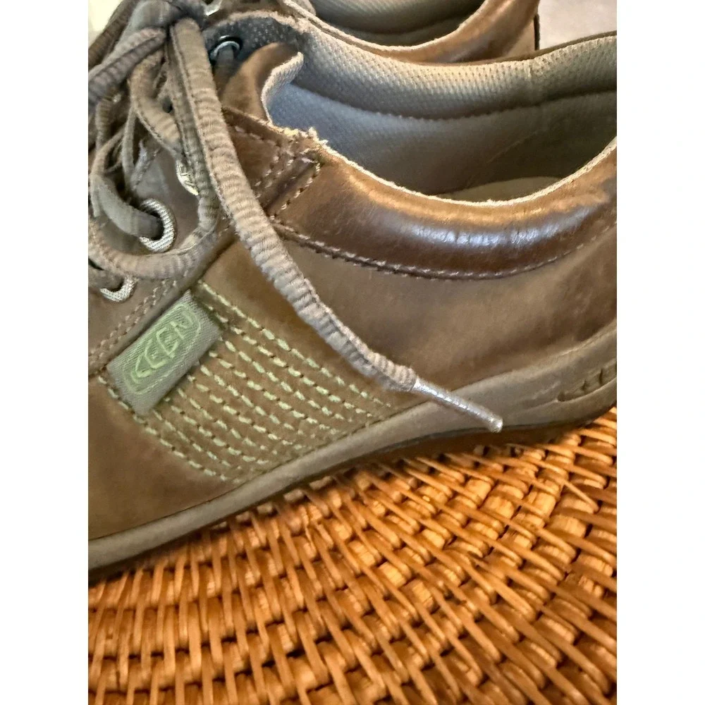 KEEN Presidio‎ Mens Brown Leather Lace Up Walking Shoes Low Top Oxfords